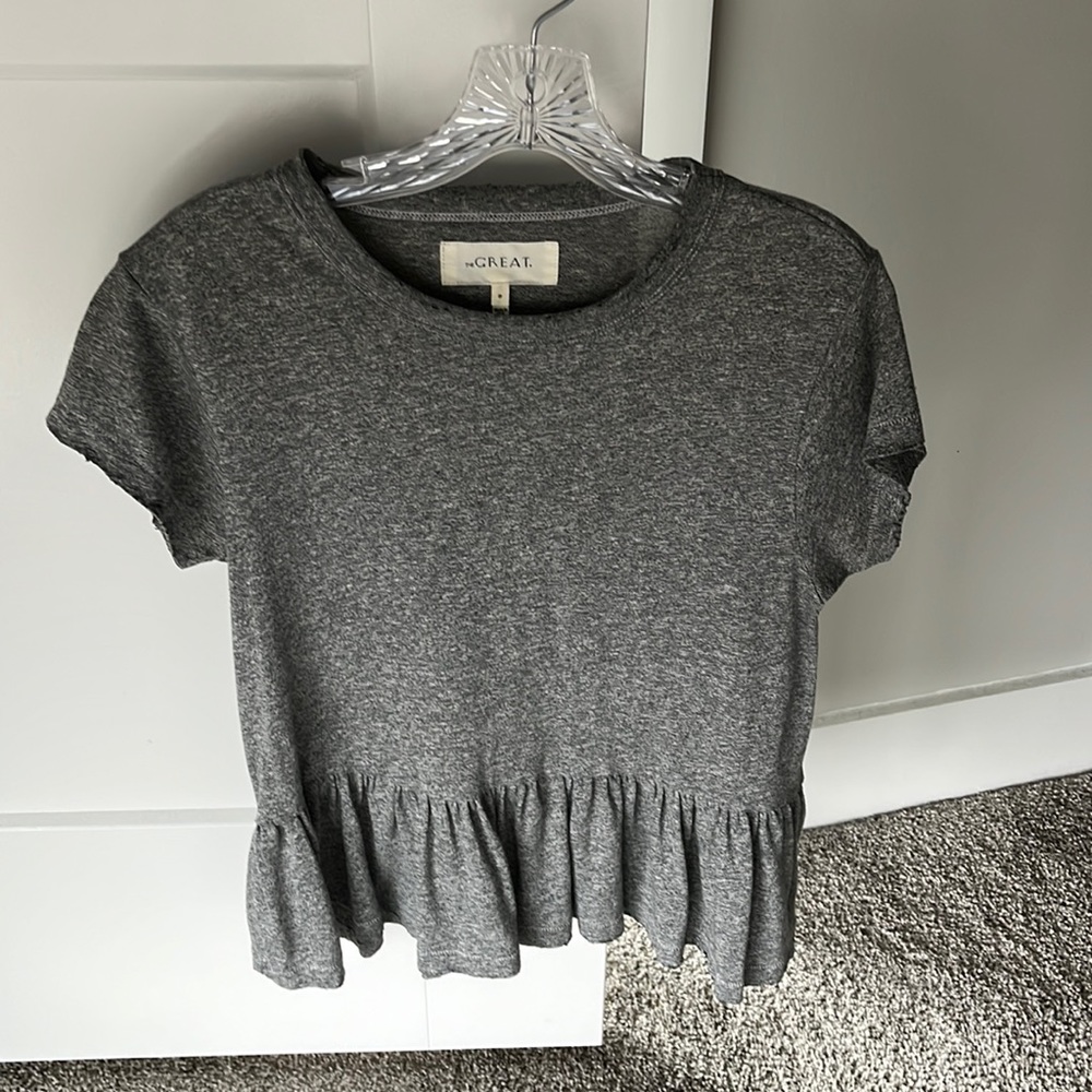 Gray Peplum T-Shirt from The Great